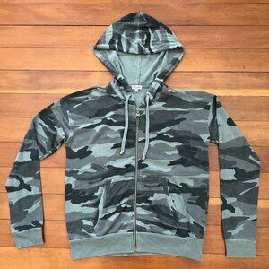 Splendid Active Camoflauge Zip Hoodie Vintage Olive Camo Sweater Sz S